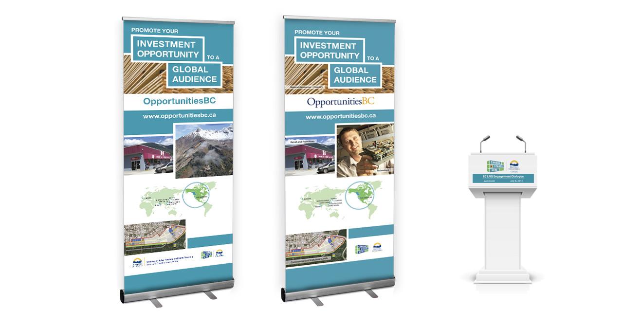 Opportunities BC - Tradeshow pull-up banners and podium sign 