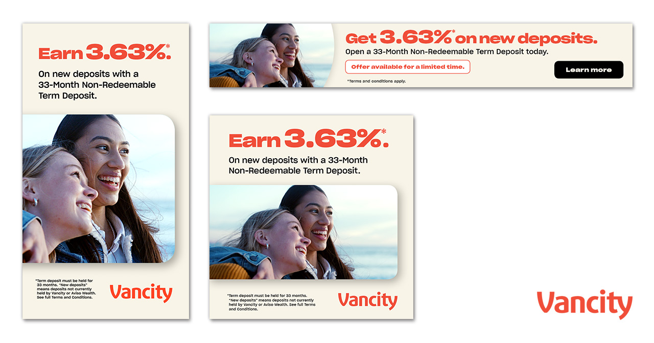 Vancity - 33-Month Term Deposit campaign web banners