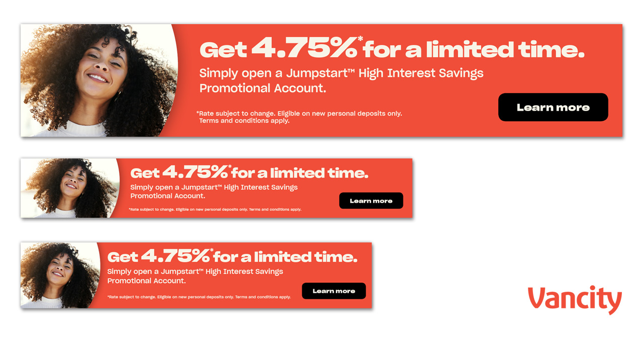 Vancity - Jumpstart High Interest Savings Account campaign web banners