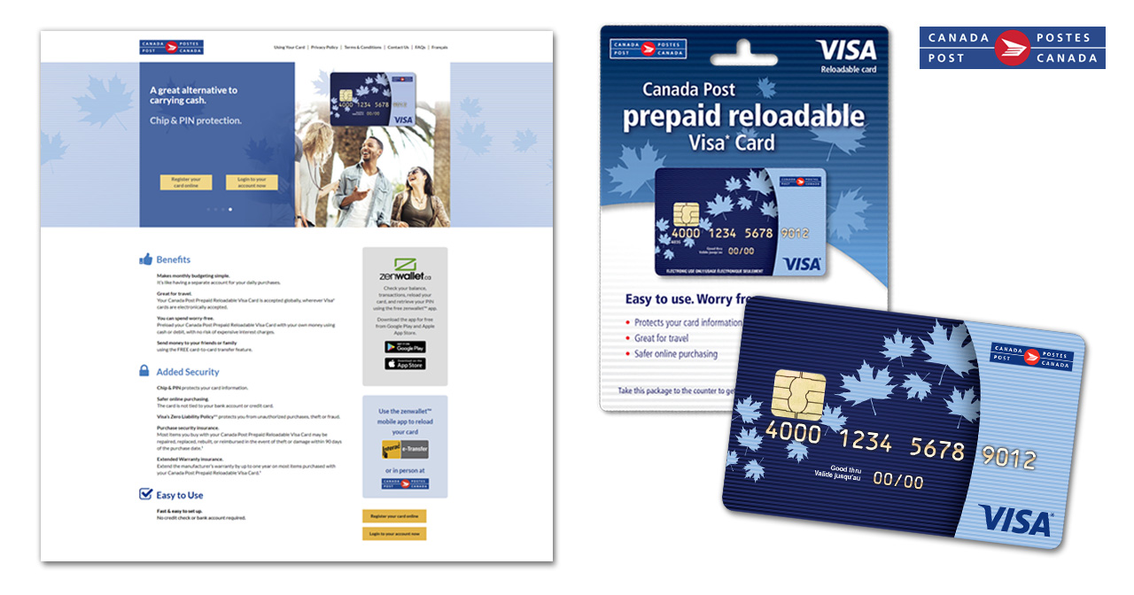 Canada Post - Prepaid Reloadable Visa bilingual website
