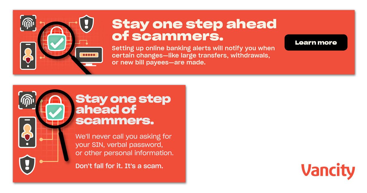 Vancity - Fraud Awareness campaign web banners
