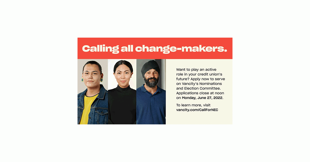 Vancity - Calling all change makers home page banner